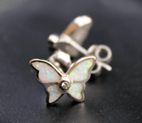Image 2 of Lab Opal Butterfly Earrings
