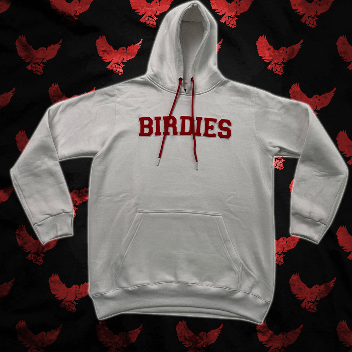 White/Red Chenille Hoodie / Birdies Clothing Co.