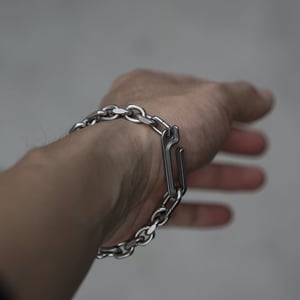 Image of DRILLING LAB - Framework Chain Bracelet (Matte Silver)