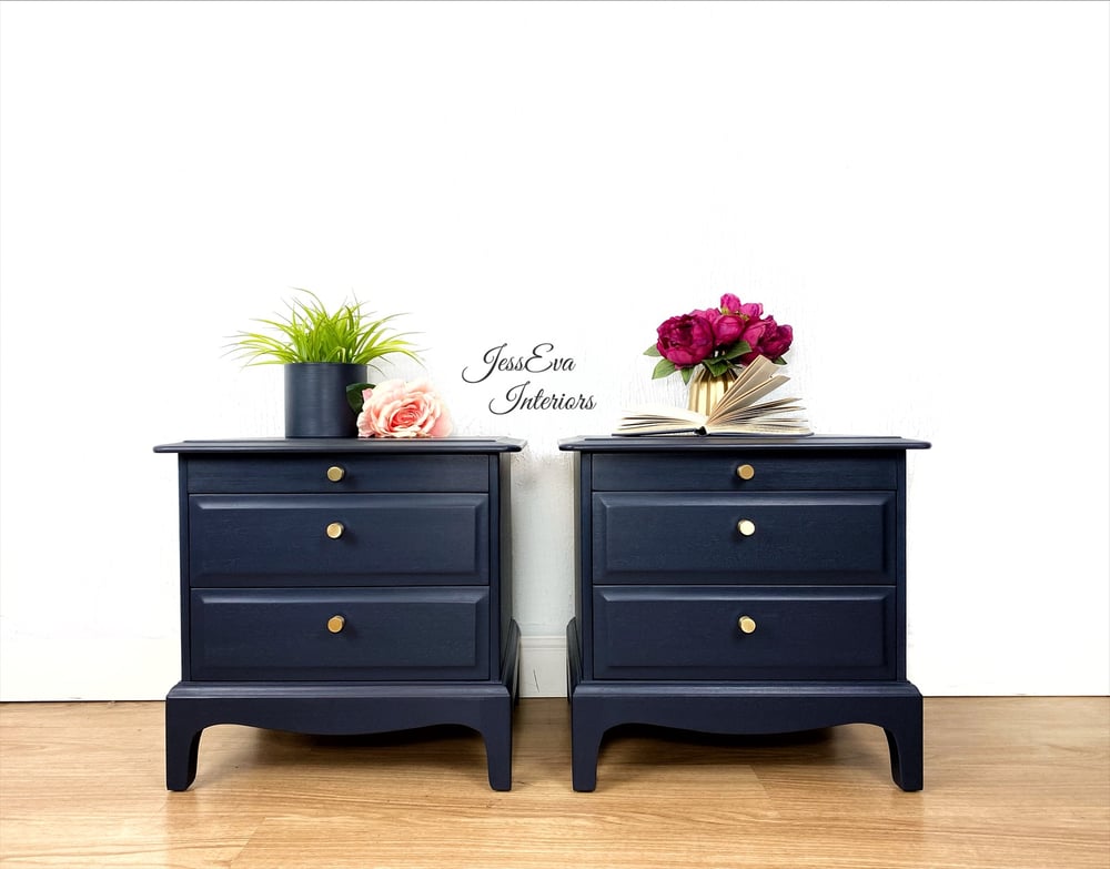 Navy Blue Stag Slim Bedside Tables Bedside JessEva Interiors