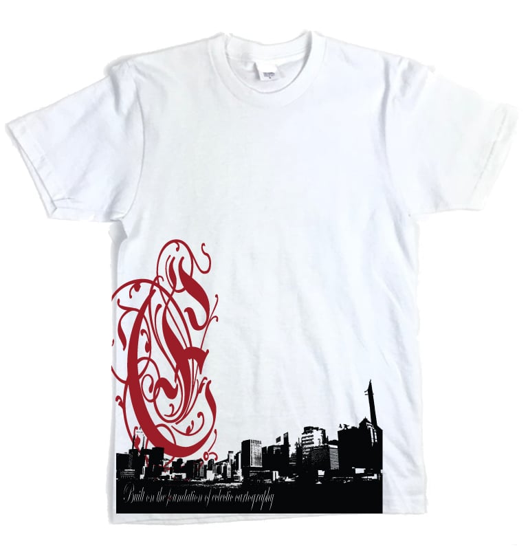 Image of EDIFICE CLOTHING ELECTRIC CITIY 2 COLOR SCREEN PRINT ON WHITE SHORT SLEEVE M-XXL