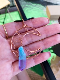 Image 3 of Crescent Moon Angel Aura Quartz Pendant 