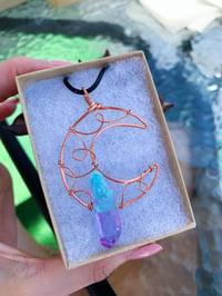 Image 1 of Crescent Moon Angel Aura Quartz Pendant 