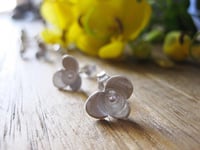 Image 3 of 3 petal flower studs: in forged sterling silver