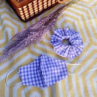Image 1 of Purple Gingham Mask & Scrunchie Set 