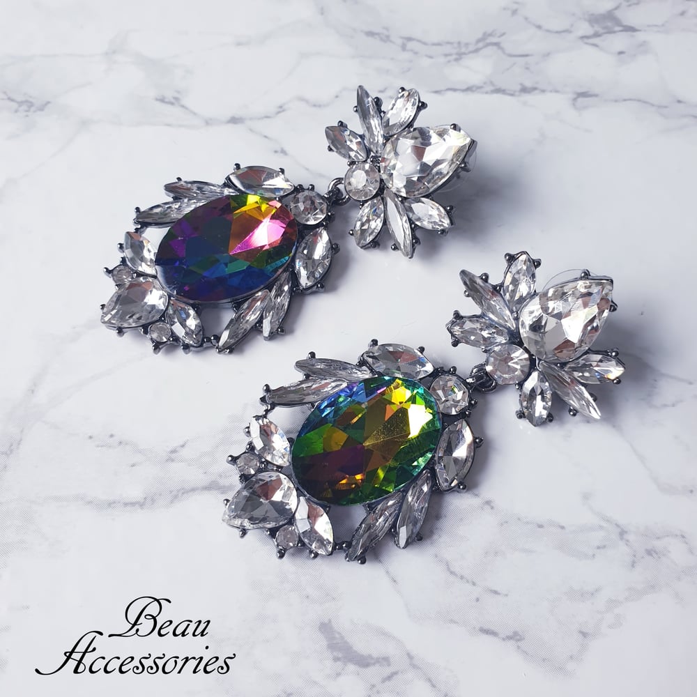 Image of Rainbow Ball Crystal Statement earrings
