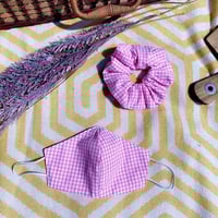 Image 1 of Pink Gingham Mask & Scrunchie Set 