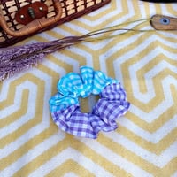 Image 1 of Blue/ Purple Gingham Scrunchie 