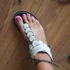 Florence leather white beaded sandals