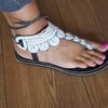 Florence leather white beaded sandals