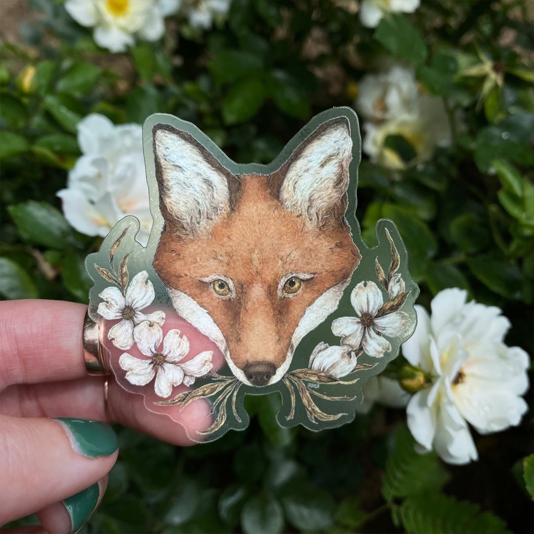 Image of Fox and Dogwoods Sticker