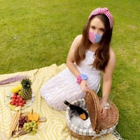 Image 2 of Red/Blue Gingham Mask & Scrunchie Set 