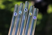 Colored Crescent Moon Glass Drinking Straws 