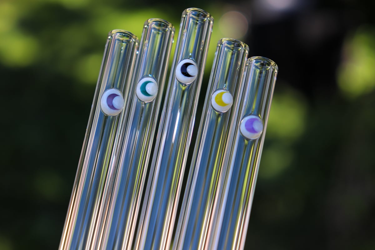 Colored Crescent Moon Glass Drinking Straws Bow Valley Straws