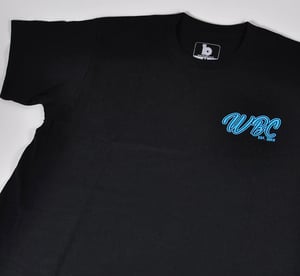 Image of  WBC 2021 Black T-Shirt with Electric Blue Chest and Extra Large Shoulder Print