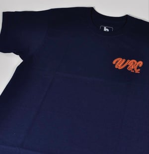 Image of WBC 2021 French Navy T-Shirt with Orange Chest and Extra Large Shoulder Print