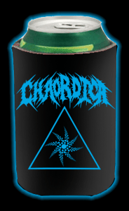 Image of CHAORDICA DRINK/BEER KOOZIE - BLUE LOGO WITH TRIANGLE SWIRL DESIGN