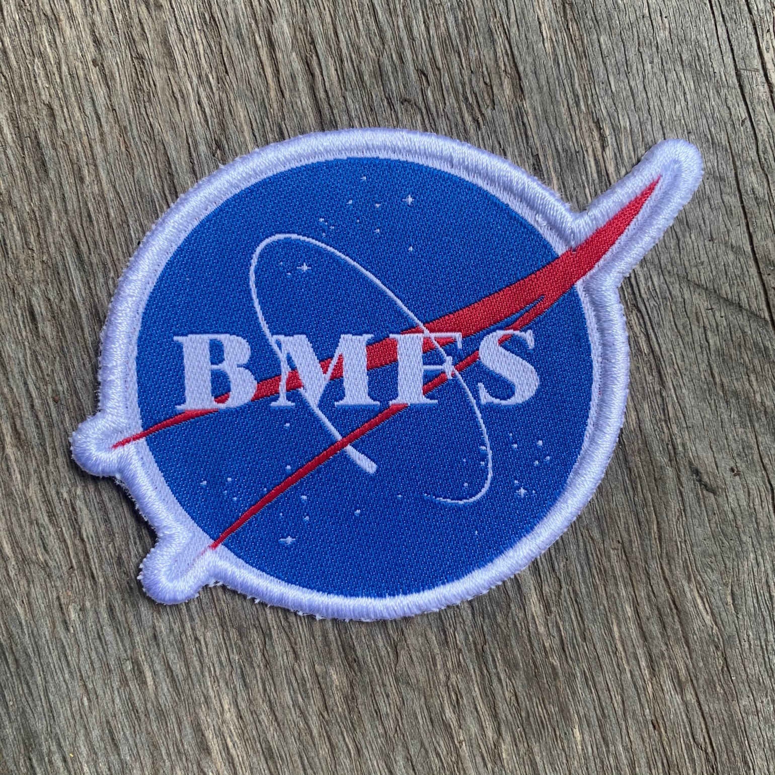 Image of BMFS NASA iron/sew on patch. 