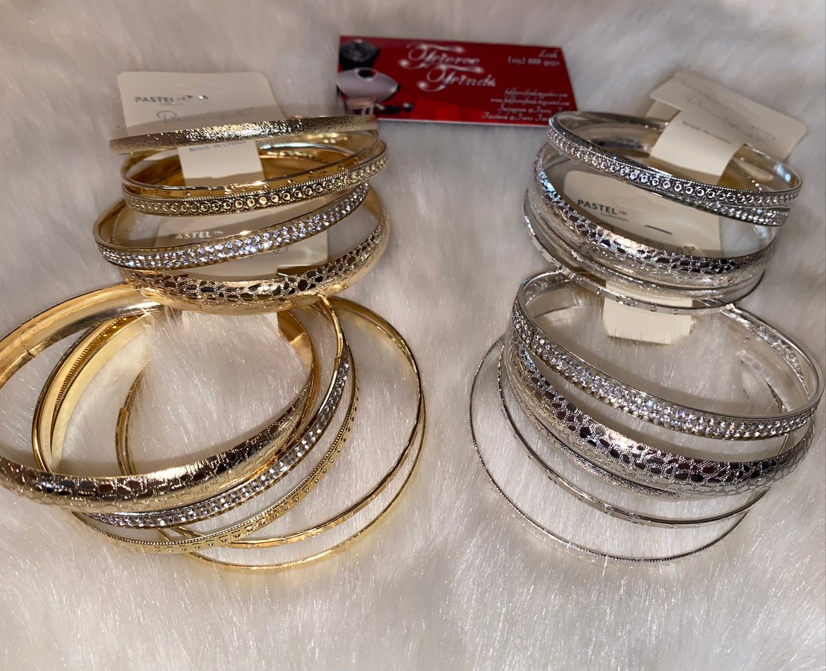 Image of Rhinestone Bangle Bracelet Set