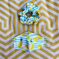 Image 1 of Lemon Matching Silky Mask & Scrunchie Set