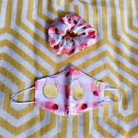 Image 1 of Lemonade /Strawberries Silky Matching Mask & Scrunchie Set 