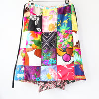 Image 3 of superfloral vintage fabric wrap adult womens tie coverup skirt quilted patchwork courtneycourtney 
