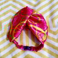 Image 1 of Pink Lemon/ Lime Silky Turban Hairband 