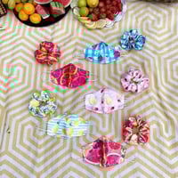 Image 5 of Blue Gingham Strawberry Silky Matching Mask & Scrunchie Set 