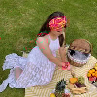 Image 3 of Pink Lemon/ Lime Silky Turban Hairband 