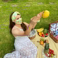 Image 2 of Lemon Matching Silky Mask & Scrunchie Set