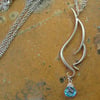 Phoenix Wing Necklace with Swiss Blue Topaz, Sterling Silver