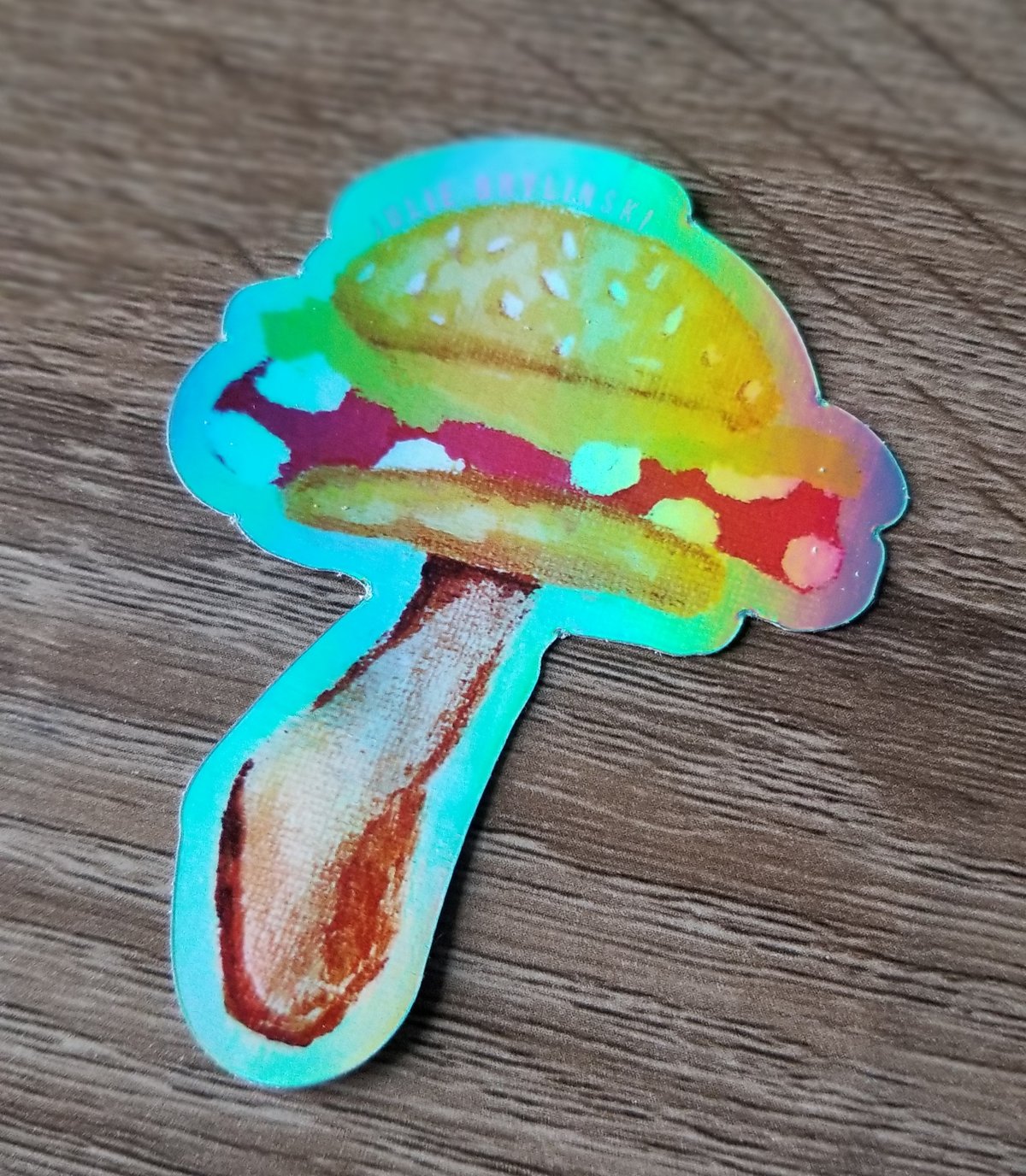 Image of Holographic Mushroom Burger Sticker 