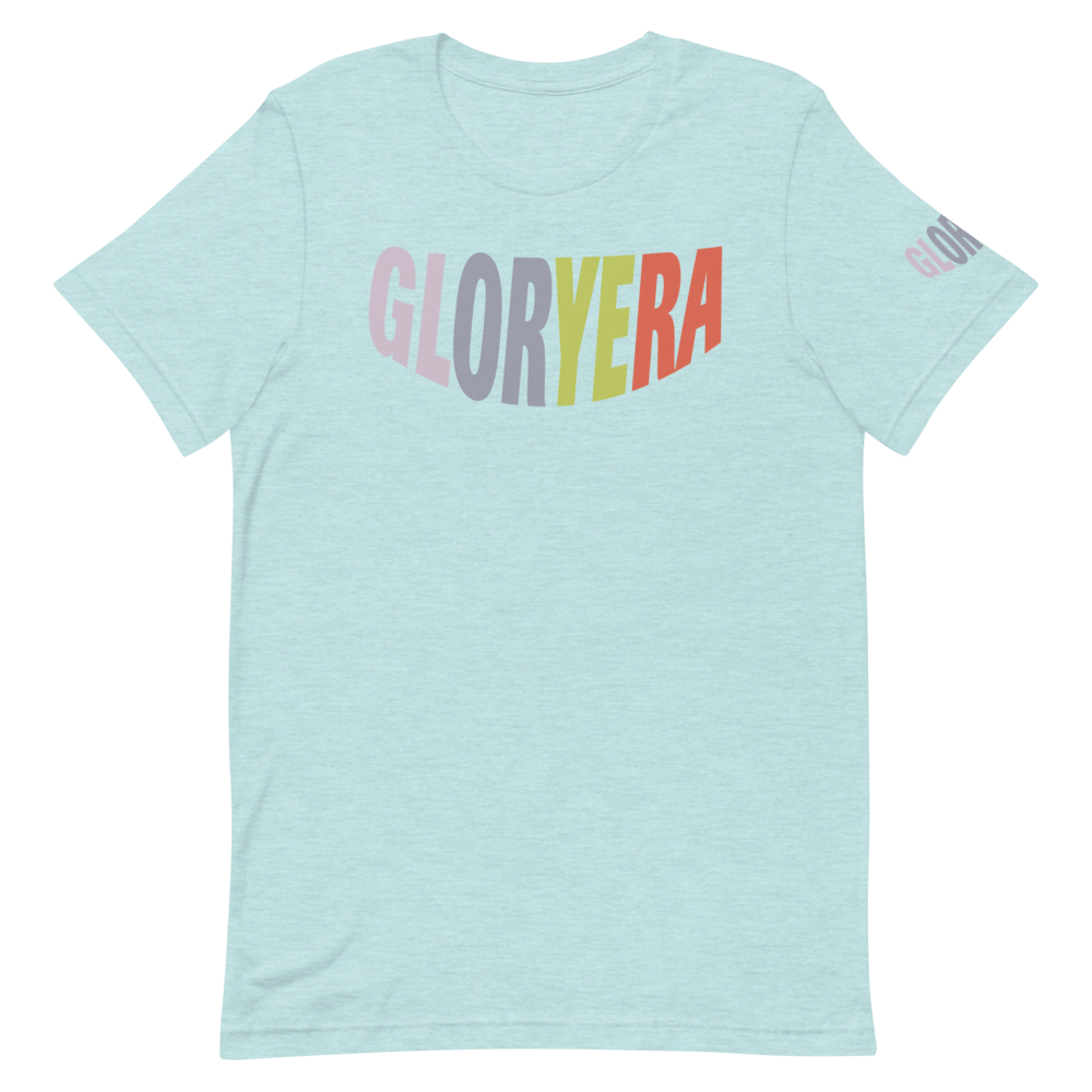 Image of GLORYERA® CREW TEE (HEATHER ICE BLUE/HELIO/THISTLE/CHARTREUSE/CANDY APPLE)