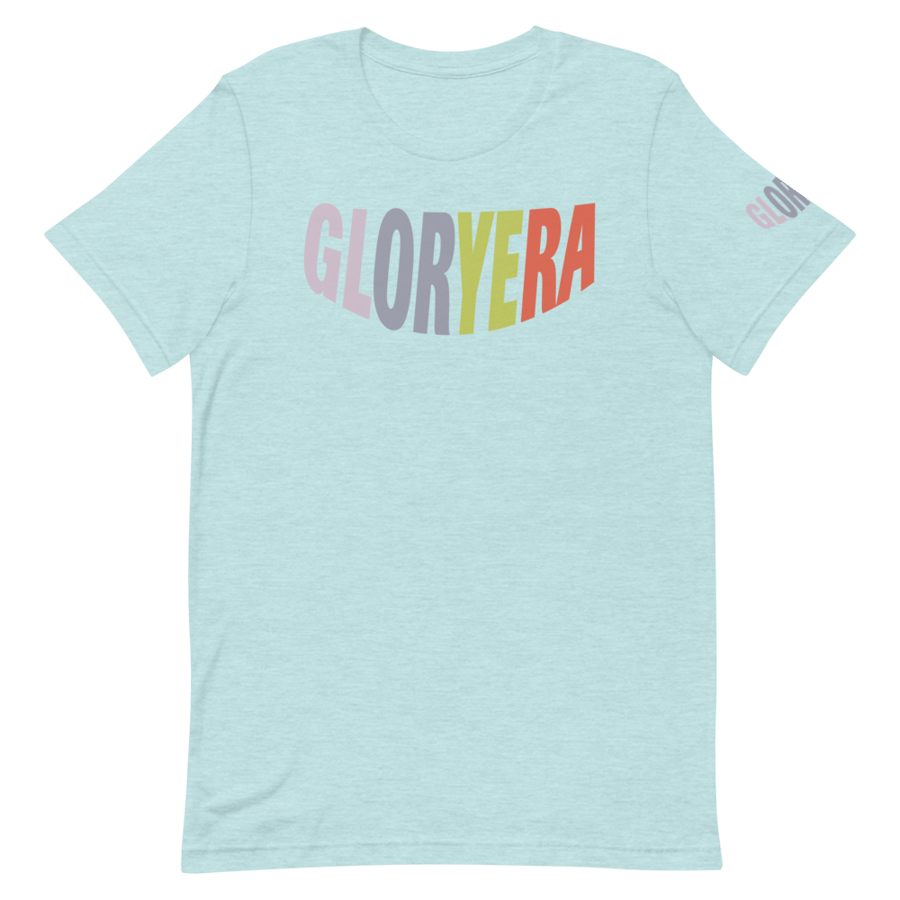 Image of GLORYERA® CREW TEE (HEATHER ICE BLUE/HELIO/THISTLE/CHARTREUSE/CANDY APPLE)