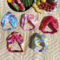 Image 5 of Pink Lemon/ Lime Silky Turban Hairband 