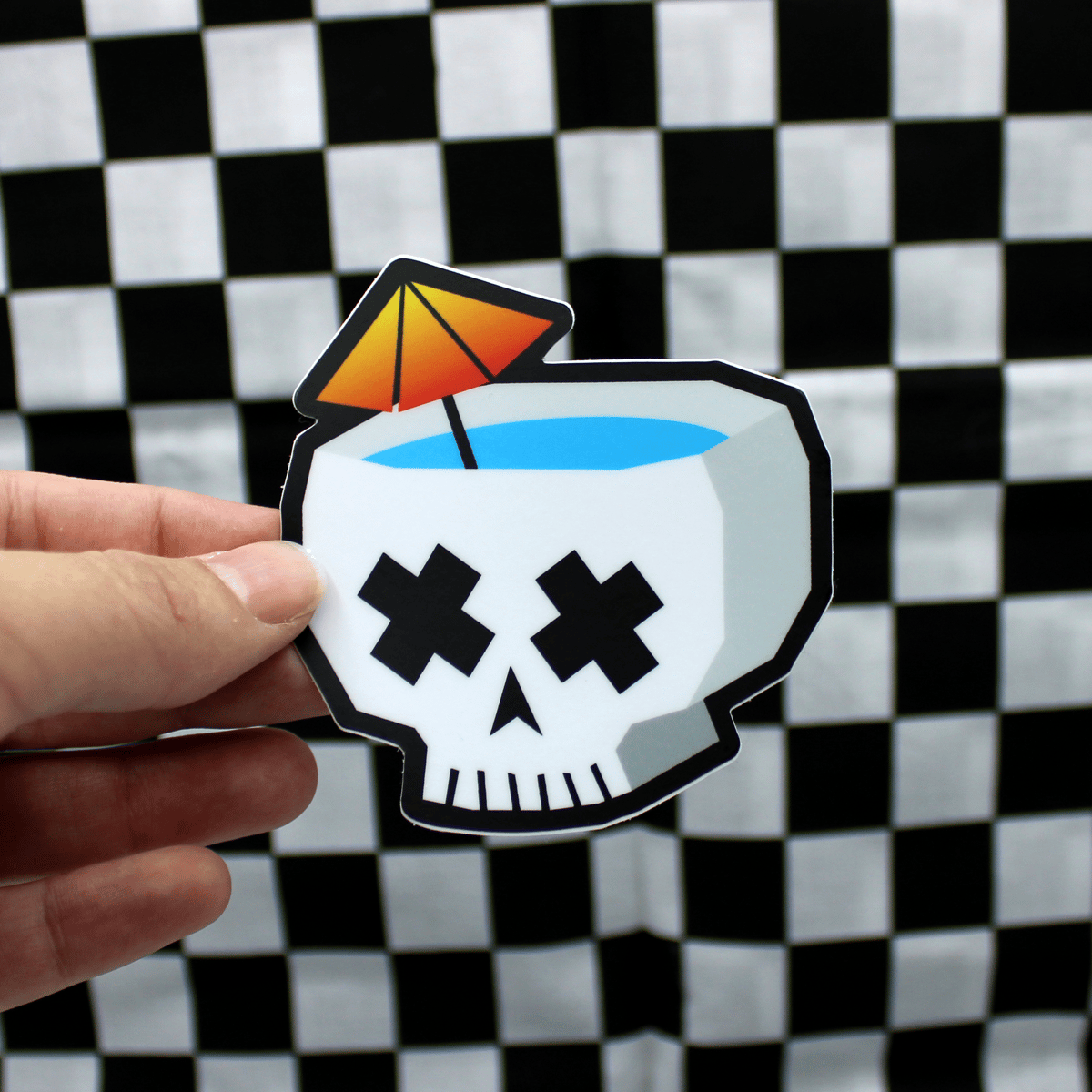 Skull Tiki Drink Sticker
