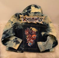 Image 1 of Personalize customize Bleached tie dye denim jean jacket /hoodies 