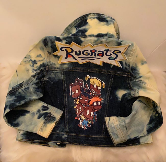 Jean jacket with tie dye online sleeves