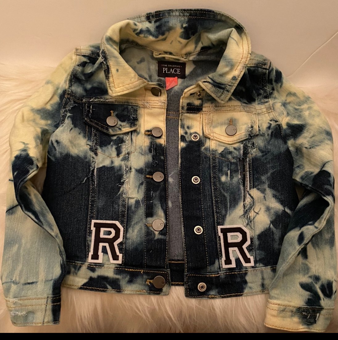Personalize customize Bleached tie dye denim jean jacket /hoodies