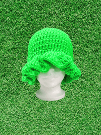 Image 1 of Slime Green Wavy Brim Hat 