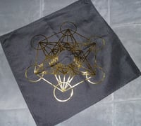 Image 3 of SACRED GEOMETRY GOLD FOIL ON BLACK CRYSTAL CHARGING ALTER CLOTH 
