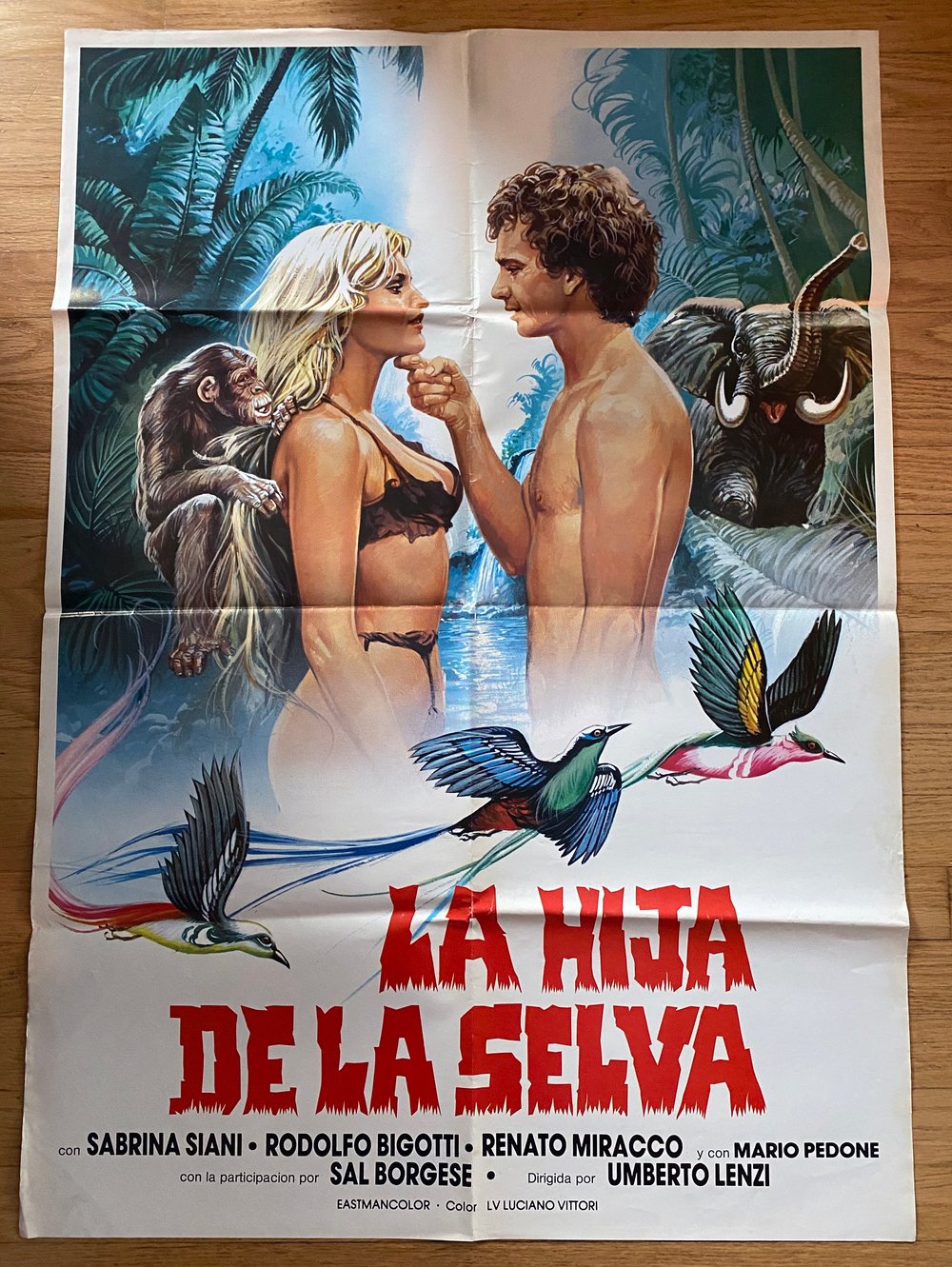 1982 LA HIJA DE LA SELVA AKA ADVENTURES IN LOST PARADISE Original Spanish One Sheet Movie Poster