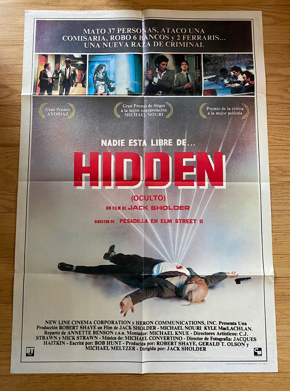1988 THE HIDDEN Original South American One Sheet Movie Poster
