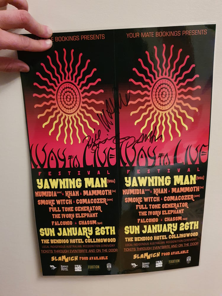 Image of Way to Live Festival 2020 A3 Poster Signed by YAWNING MAN