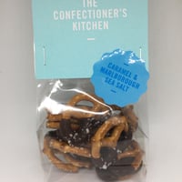Image 2 of Pretzels dipped in Dark Caramel Chocolate with Sea Salt