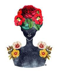 Flower Natural Hair Silhouette Art Print (0003)