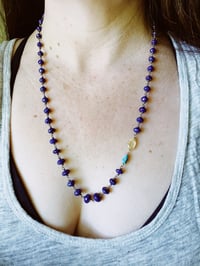 Image 3 of faceted lapis lazuli turquoise and lemon quartz necklace