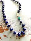 faceted lapis lazuli turquoise and lemon quartz necklace