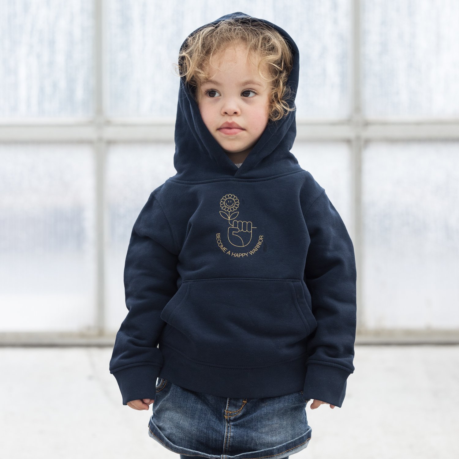 Image of HOODY BOY / GIRL HAPPY WARRIOR navy