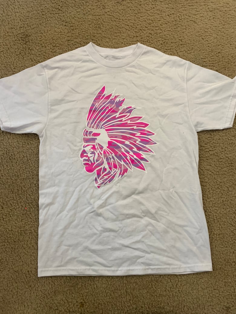Image of White and pink logo tee 